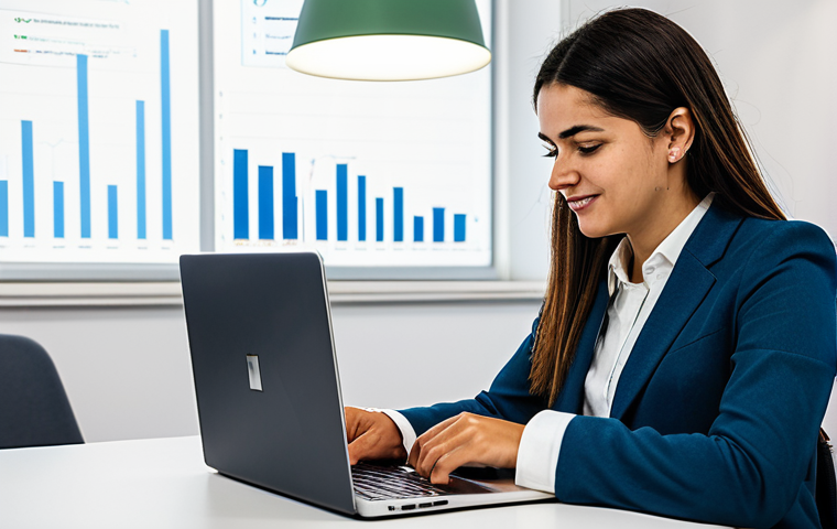 **

A professional digital marketer in a modern, brightly lit Lisbon co-working space, fully clothed in appropriate business casual attire. She is analyzing campaign performance on a laptop with charts showcasing metrics like ROI in Euros (€) and engagement rates. The scene emphasizes data-driven strategies and market analysis related to the Portuguese consumer market. Perfect anatomy, correct proportions, natural pose, well-formed hands, proper finger count. Safe for work, appropriate content, professional, modest, family-friendly.

**