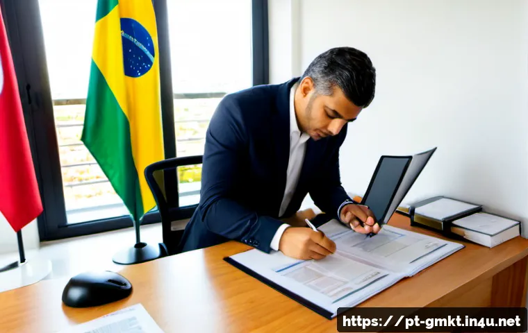 Home 17 해외마케팅과 국제 비즈니스 법률 - Photorealistic international business law consultation in a modern São Paulo office, Brazilian entre...